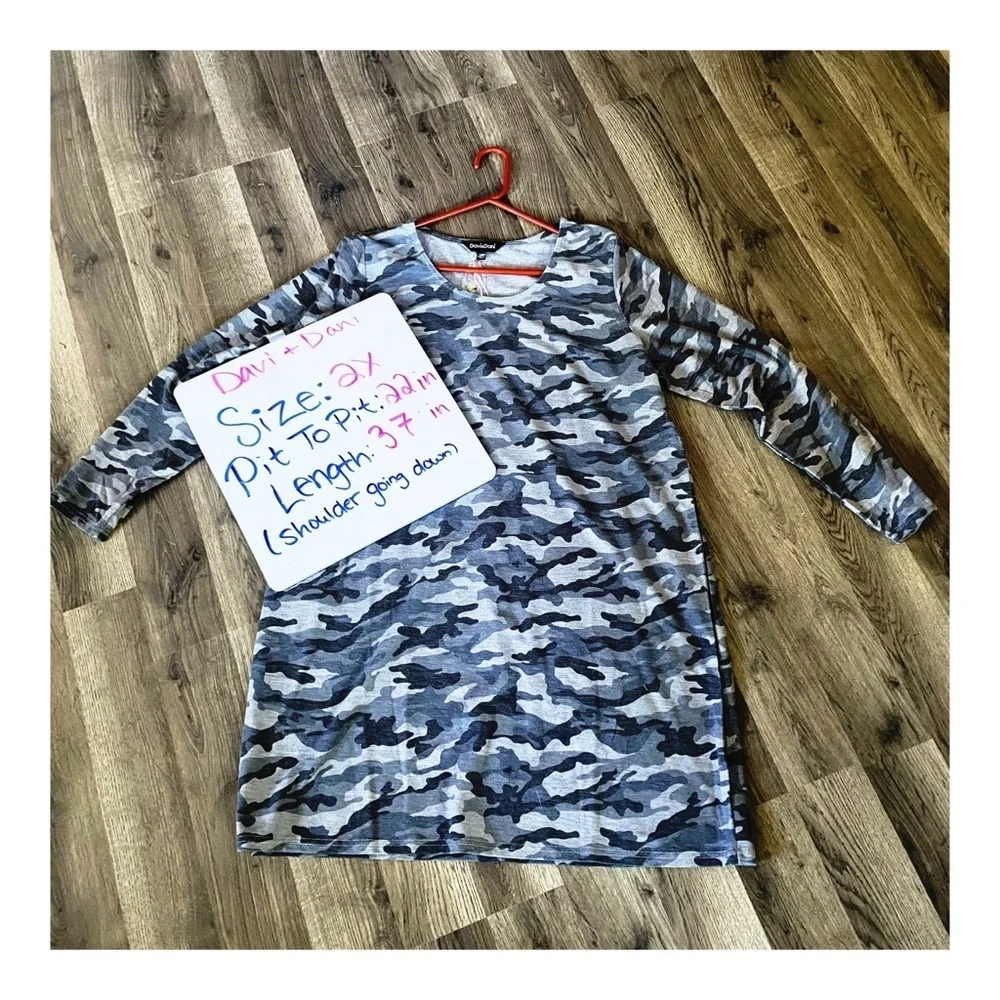 DAVI & DANI Camo Sweater Dress